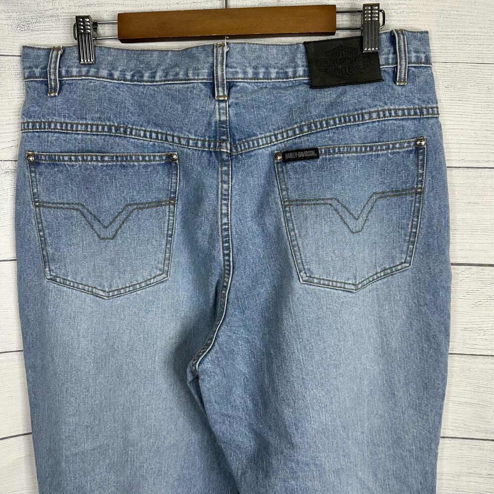 Harley Davidson Womens size 16/33 Side Snap Bootcut Wide Leg Riding Denim Jeans - Picture 9 of 14